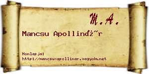 Mancsu Apollinár névjegykártya